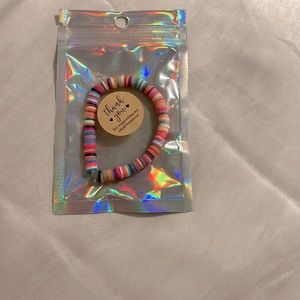 Rainbow clay bead bracelet